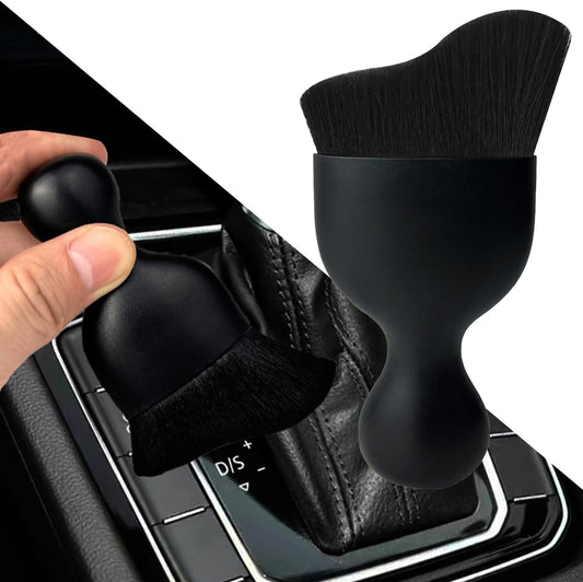 Car Detailing Brushes, Auto Interior Soft Hair Removal Brush, Car Cleaning Brush Dust Collectors, Curved Design Dirt Dust Clean Brushes, Engine Compartment and Dashboard (Black)